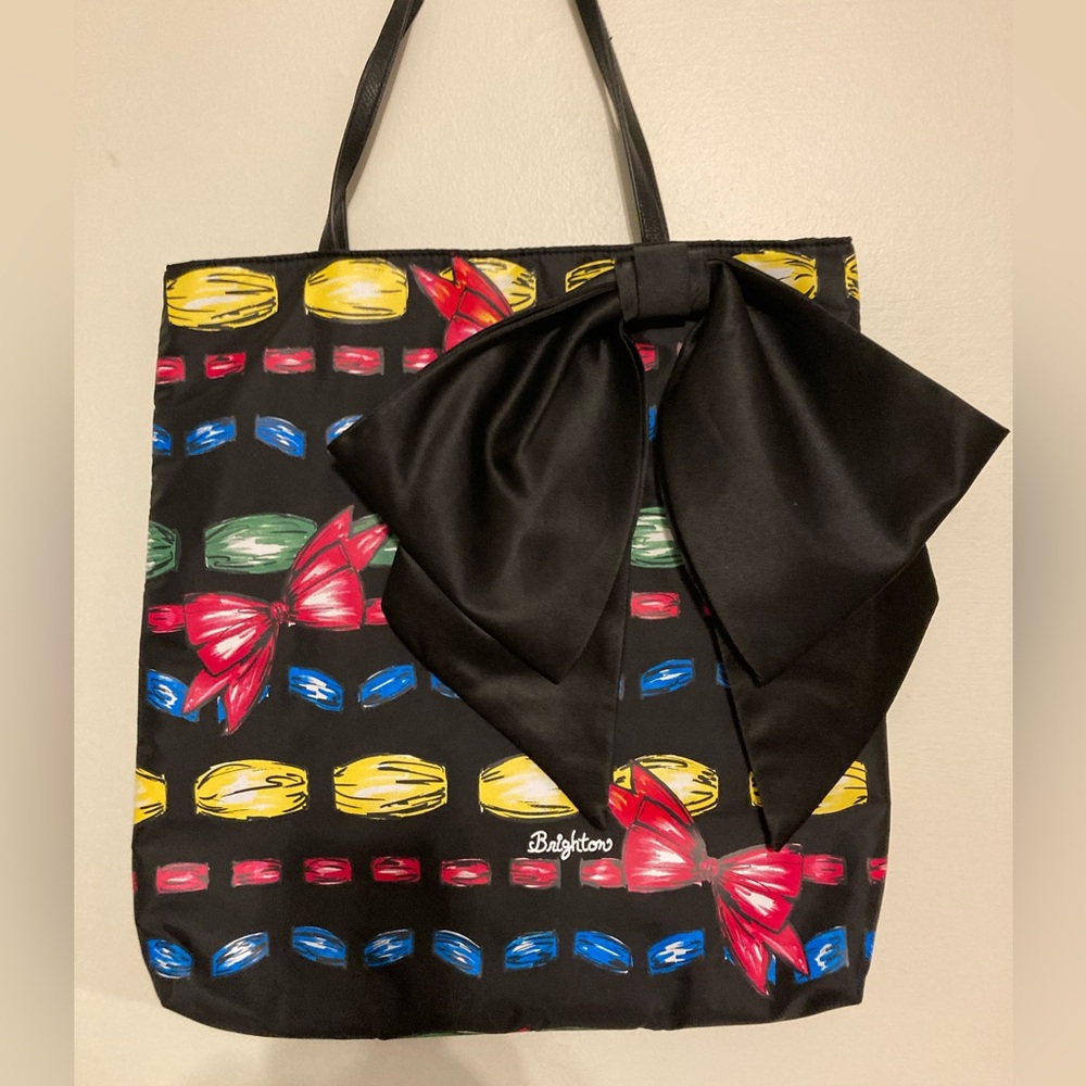 Brighton bow vinyl satin bow tote bag in new condition